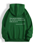 Lade das Bild in den Galerie-Viewer, Dear Person Behind Me,the World Is A Better Place,with You In It,love,the Person In Front Of You,Women&#39;s Plush Letter Printed Kangaroo Pocket Drawstring Printed Hoodie Unisex Trendy Hoodies
