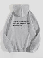 Ladda upp bild till gallerivisning, Dear Person Behind Me,the World Is A Better Place,with You In It,love,the Person In Front Of You,Women&#39;s Plush Letter Printed Kangaroo Pocket Drawstring Printed Hoodie Unisex Trendy Hoodies
