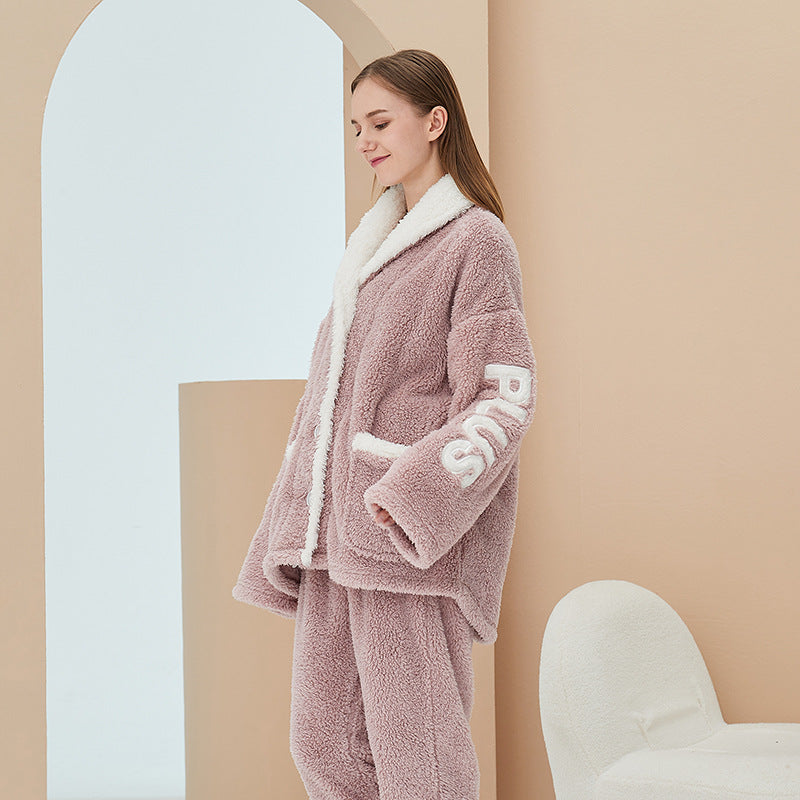 Keep Warm Coral Velvet Pajamas For Women