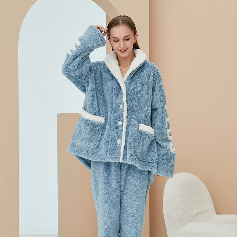 Keep Warm Coral Velvet Pajamas For Women