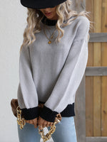 Load image into Gallery viewer, Contrast Trim Drop Shoulder Pullover Sweater
