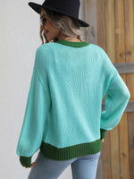 Load image into Gallery viewer, Contrast Trim Drop Shoulder Pullover Sweater
