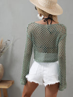 Charger l&#39;image dans la galerie, Openwork Flare Sleeve Cropped Cover Up
