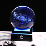 Ladda upp bild till gallerivisning, New 80mm K9 Crystal Solar System Planet Globe 3D Laser Engraved Sun System Ball with Touch Switch LED Light Base Astronomy Gifts
