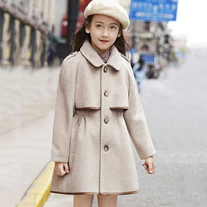Children Girls Coats Outerwear Winter Girls Jackets Woolen Long Trench Teenagers Warm Clothes Kids Outfits For 4 6 8 10 12 Years