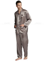 Lade das Bild in den Galerie-Viewer, Mens Silk Satin Pajamas  Pyjamas  Set  Sleepwear Set  Loungewear  U.S. S,M,L,XL,XXL,XXXL,4XL__Fits All  Seasons
