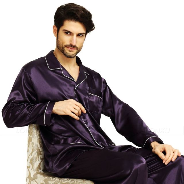 Mens Silk Satin Pajamas  Pyjamas  Set  Sleepwear Set  Loungewear  U.S. S,M,L,XL,XXL,XXXL,4XL__Fits All  Seasons