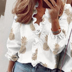 Load image into Gallery viewer, Women Casual Short Sleeve Sexy V-neck Ruffles Blouse
