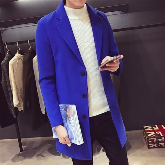 2021 Fashion Men Wool &amp; Blends Mens Casual Business Trench Coat Mens Leisure Overcoat Male  Style Blends  Coats Jackets