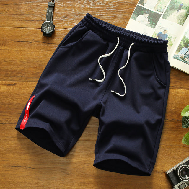 White Shorts Men Japanese Style Polyester Running Sport Shorts for Men Casual Summer Elastic Waist Solid Shorts Printed Clothing