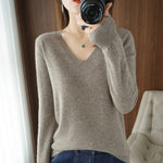 Cargar imagen en el visor de la galería, Autumn Winter New Cashmere Sweater V-neck Knitting Sweater korean Long Sleeve Loose Tops
