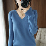 Load image into Gallery viewer, Autumn Winter New Cashmere Sweater V-neck Knitting Sweater korean Long Sleeve Loose Tops
