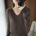 Lade das Bild in den Galerie-Viewer, Autumn Winter New Cashmere Sweater V-neck Knitting Sweater korean Long Sleeve Loose Tops
