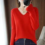 Ladda upp bild till gallerivisning, Autumn Winter New Cashmere Sweater V-neck Knitting Sweater korean Long Sleeve Loose Tops
