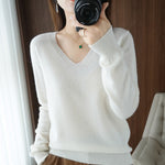 Charger l&#39;image dans la galerie, Autumn Winter New Cashmere Sweater V-neck Knitting Sweater korean Long Sleeve Loose Tops
