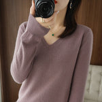 Lade das Bild in den Galerie-Viewer, Autumn Winter New Cashmere Sweater V-neck Knitting Sweater korean Long Sleeve Loose Tops
