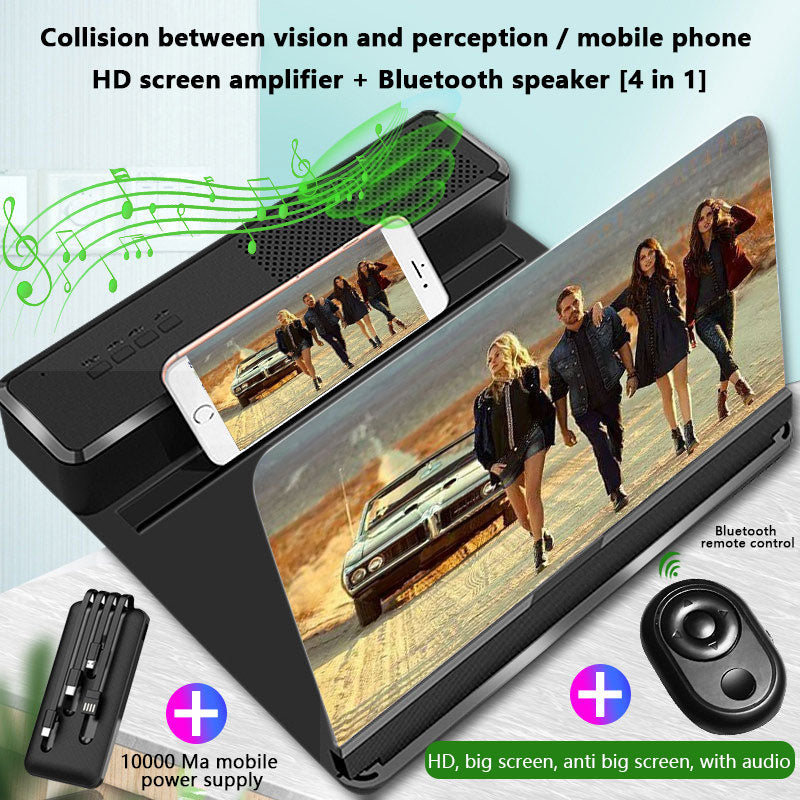 Mobile Phone Screen Amplifier Ultra HD Blu-ray 3 Magnifying Glass with Bluetooth Speaker Phone Holder Projection 6D Projection