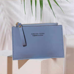 Men&#39;s Women&#39;s PU Zipper Cash ID Card Credit Card Holder Pure Color Mini Business Card Case Name Card Holder Holiday Gift