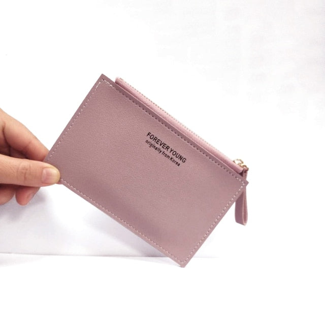 Men&#39;s Women&#39;s PU Zipper Cash ID Card Credit Card Holder Pure Color Mini Business Card Case Name Card Holder Holiday Gift