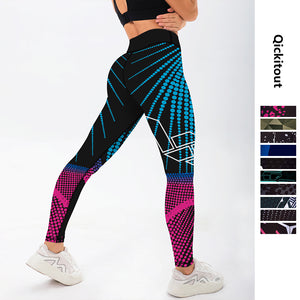 Waist Elastic Women digital  Printed Leggings Push Up Strength Pants