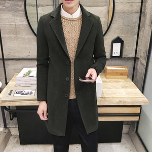2021 Fashion Men Wool &amp; Blends Mens Casual Business Trench Coat Mens Leisure Overcoat Male  Style Blends  Coats Jackets