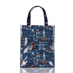 Ladda upp bild till gallerivisning, London Style PVC Reusable Shopping Bag Women&#39;s Bag Eco Friendly Flower Shopper Bag Waterproof Handbag Lunch Tote Shoulder Bag
