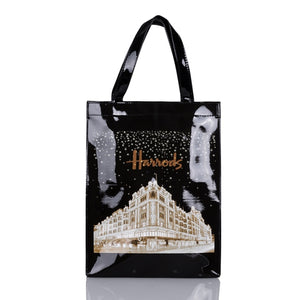 London Style PVC Reusable Shopping Bag Women&#39;s Bag Eco Friendly Flower Shopper Bag Waterproof Handbag Lunch Tote Shoulder Bag