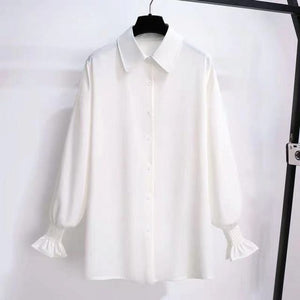 Long lantern sleeve shirt women knitted vest 2 two piece set 2022 spring autumn womens Shirts sets Sleeveless Sweater tops