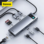 Ladda upp bild till gallerivisning, Baseus USB C HUB Type C to HDMI-compatible USB 3.0 Adapter 8 in 1 Type C HUB Dock for MacBook Pro Air USB C Splitter
